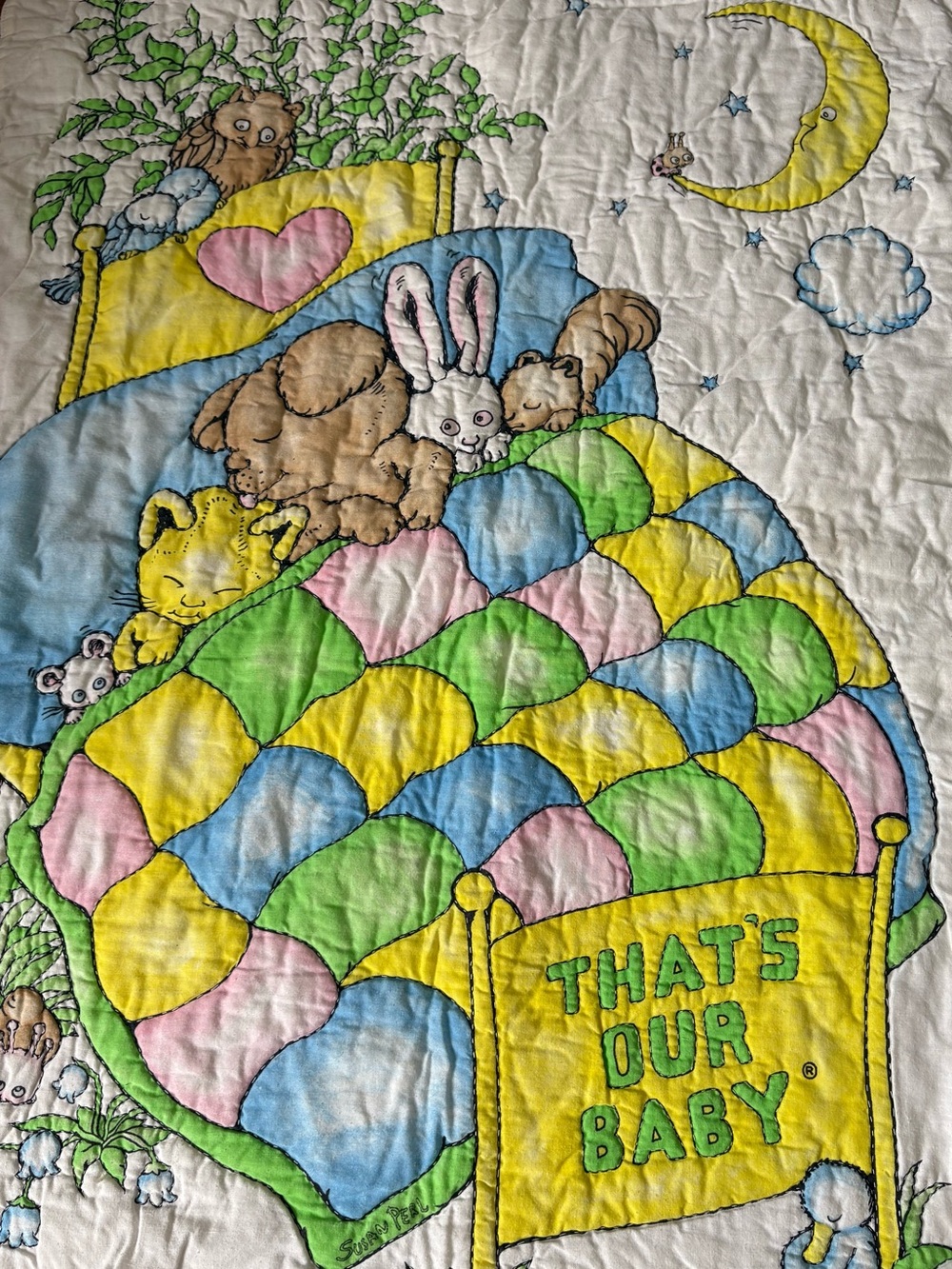 Vintage “ That’s Our Baby “ Baby Quilted Blanket Animal’s Nostalgia - Picture 5 of 12